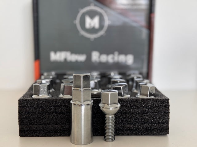 MFLOW Lug Bolt 12X1.5 T28MM L54MM HEX 17MM Ball Seat 20+KEY Chrome