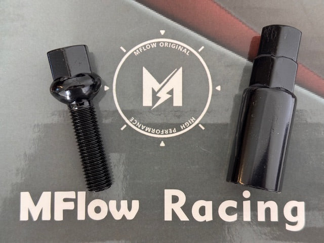 MFLOW Lug Bolt 12X1.5 T40MM L66MM HEX 17MM Ball Seat 20+KEY - Black