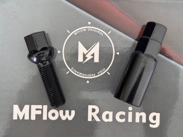 MFLOW Lug Bolt 14X1.5 T40MM L66MM HEX 17MM Ball Seat 20+KEY - Black