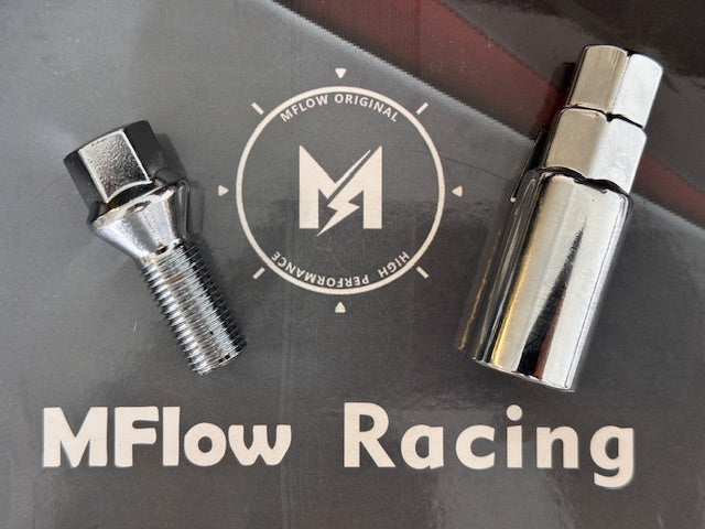 MFLOW Lug Bolt 14X1.5 T28MM L54MM HEX 17MM Conical Seat 20+KEY - Chrome