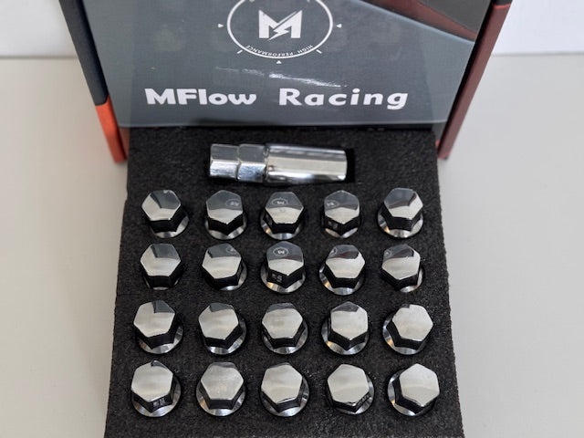 MFLOW Lug Bolt 12X1.5 T28MM L54MM HEX 17MM Ball Seat 20+KEY Chrome