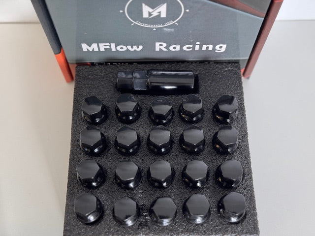 MFLOW Lug Bolt 12X1.5 T40MM L66MM HEX 17MM Ball Seat 20+KEY - Black
