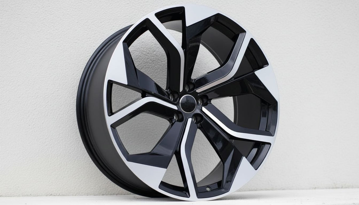 AU13 22x10 5x112 +26 66.6 Black Machined Face