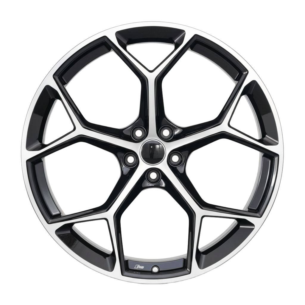 AU16 20x9 5x112 +30 66.6 Black Machined Face