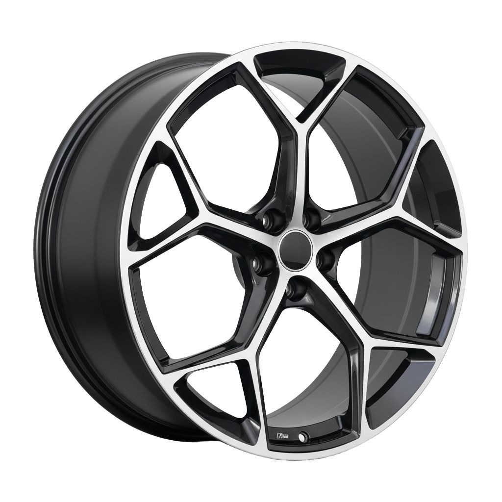 AU16 20x9 5x112 +30 66.6 Black Machined Face
