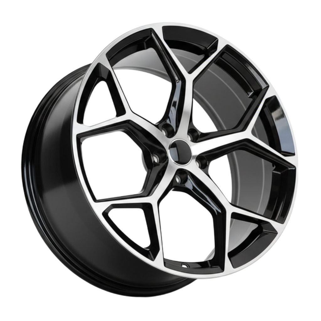 AU16 20x9 5x112 +30 66.6 Black Machined Face