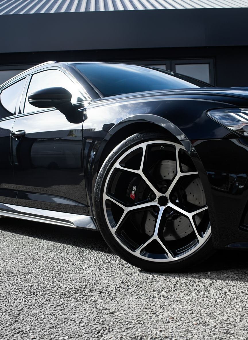 AU16 20x9 5x112 +30 66.6 Black Machined Face