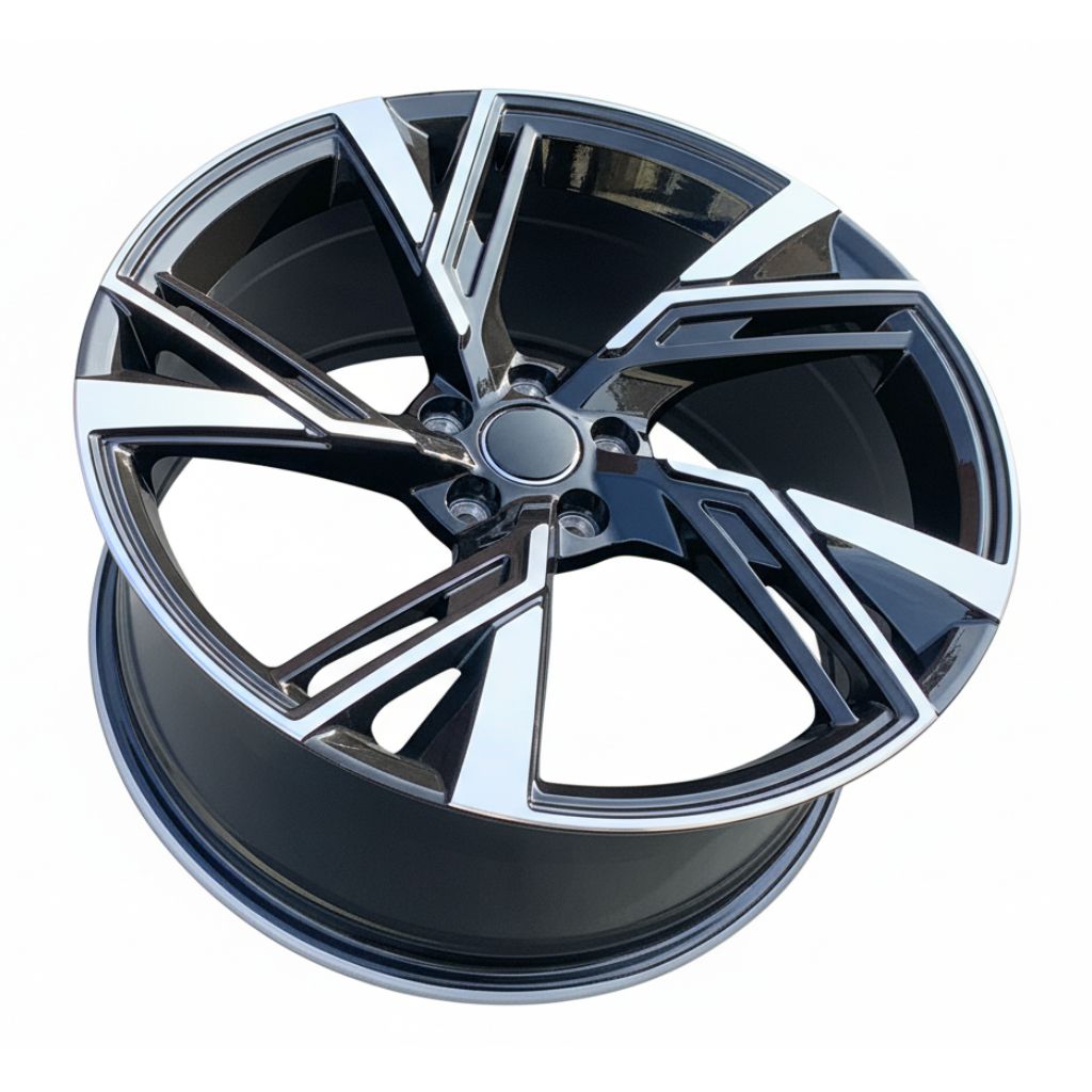 AU9 19x8.5 5x112 +32 66.6 Black Machined Face