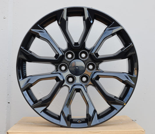 GM7 22X9 6X139.7 +24 78.1 GLOSS BLACK FITS GMC SILVERADO TAHOE SIERRA