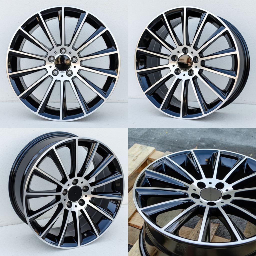 MB4 18x8 5x112 +42 Black Machine Face (Set of 4)