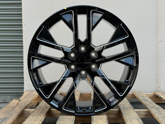 GM3 22x9 6x139.7 +24 78.1 Black+Milled Spokes (FITS GMC SILVERADO TAHOE SIERRA)