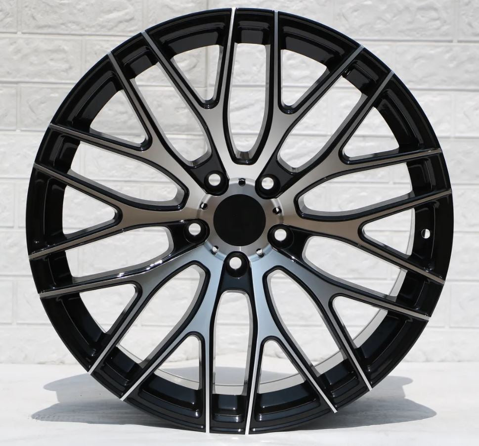 4 WHEELS RIMS / W008 D973 Black Machined Face 19x8.5 ET35 5x114.3 CB73.1 - alphasone