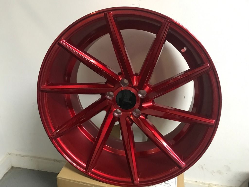 4 WHEELS RIMS / W013 Red Machined Lip With Red Clear Coat 20x10 Et35 5x114.3 CB73.1 - alphasone