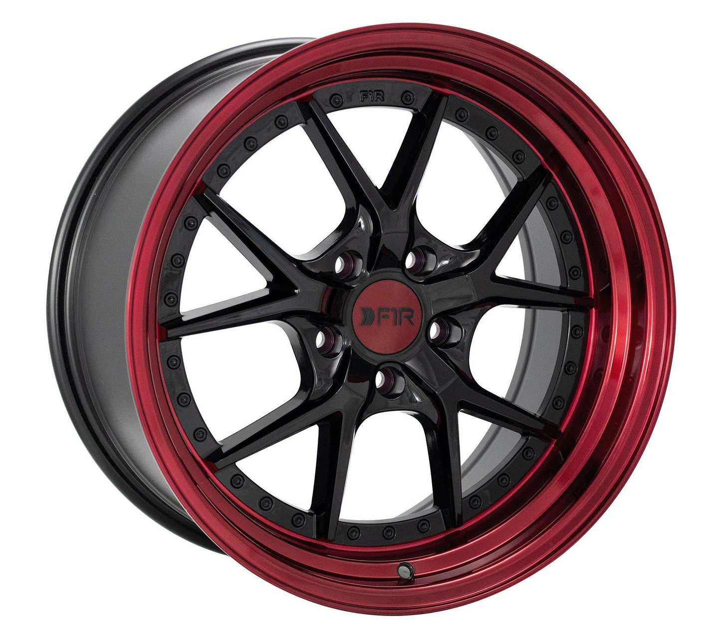 F1R F105 18x9.5 5x114 38 Black/Red Lip (Set of 4 Wheels) - alphasone