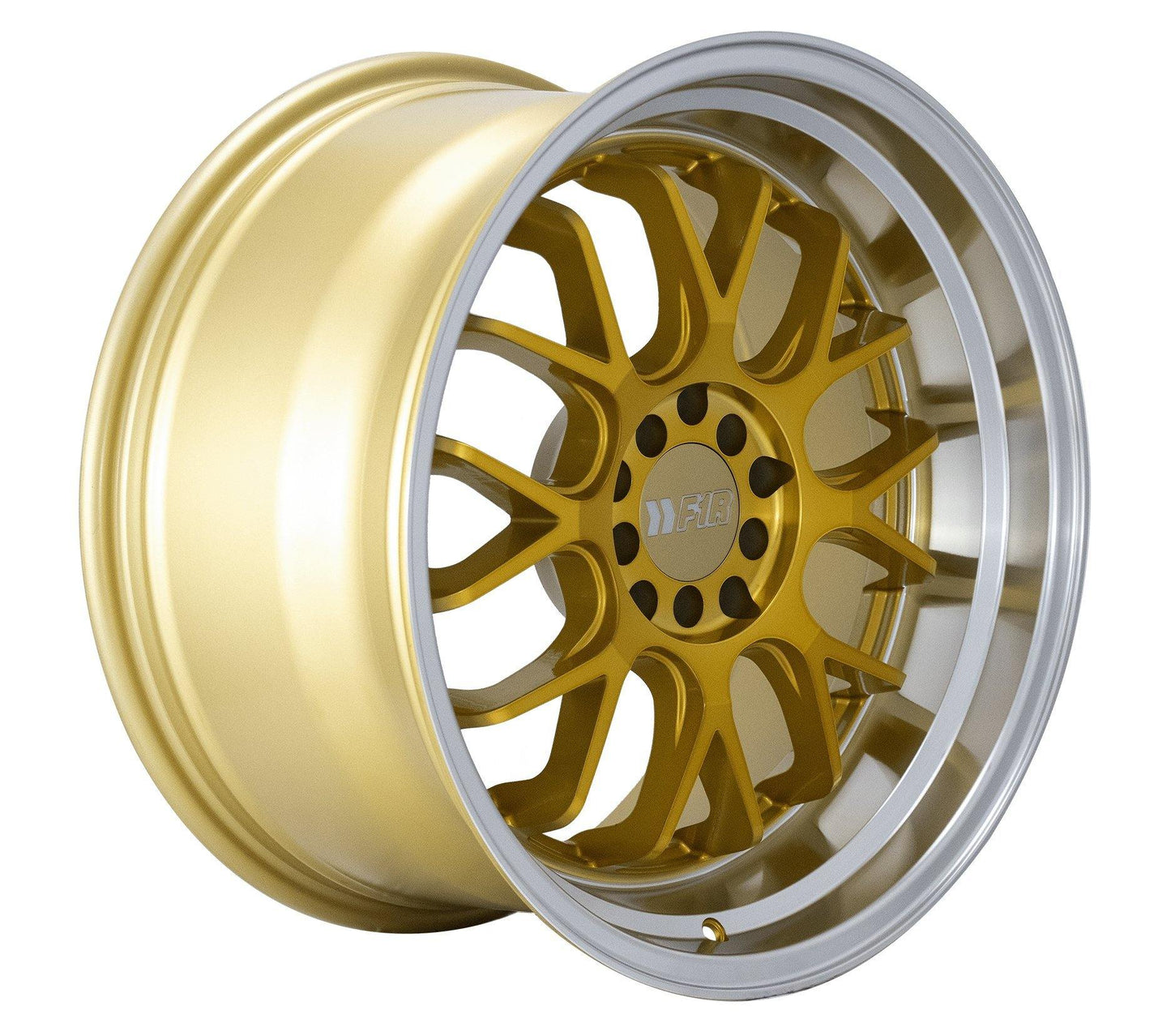 F1R F21 18x10.5 5x100/114.3 20 Machine Gold/Polish Lip v2 (Set of 4 Wheels) - alphasone