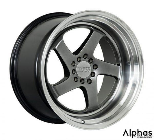F1R F28 20x8.5 5x112 35 Hyper Black/Polish Lip (Set of 4 Wheels) - alphasone
