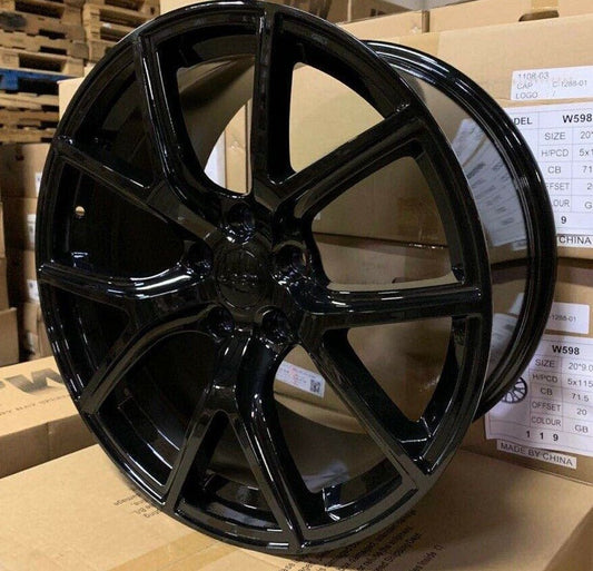 JEEP SRT8 20X10 5X127 Gloss Black Wheels Durango Grand Cherokee Wrangler 5X5.5 - alphasone