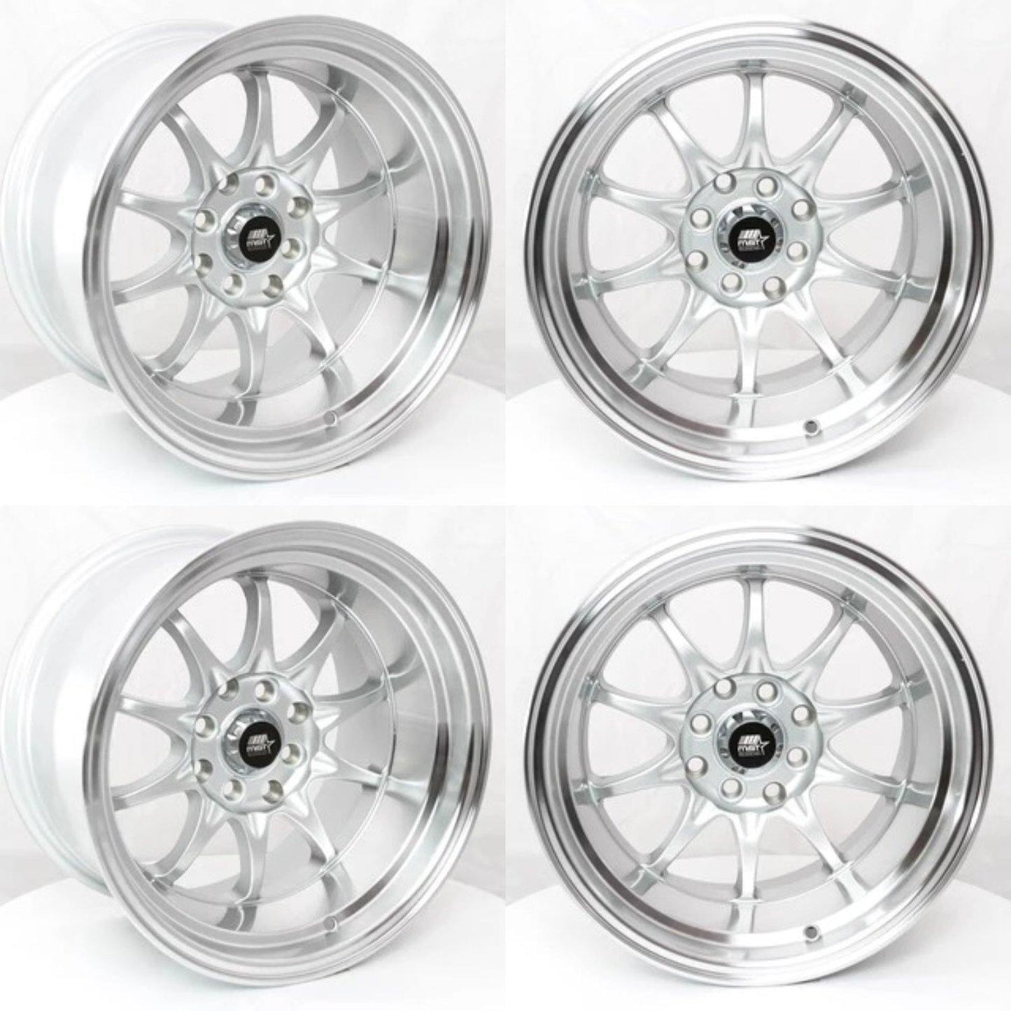 MST MT11 4x100/4x114.3 15x9.0 0 73.1 Silver w/Machined Lip (Set of 4) - alphasone