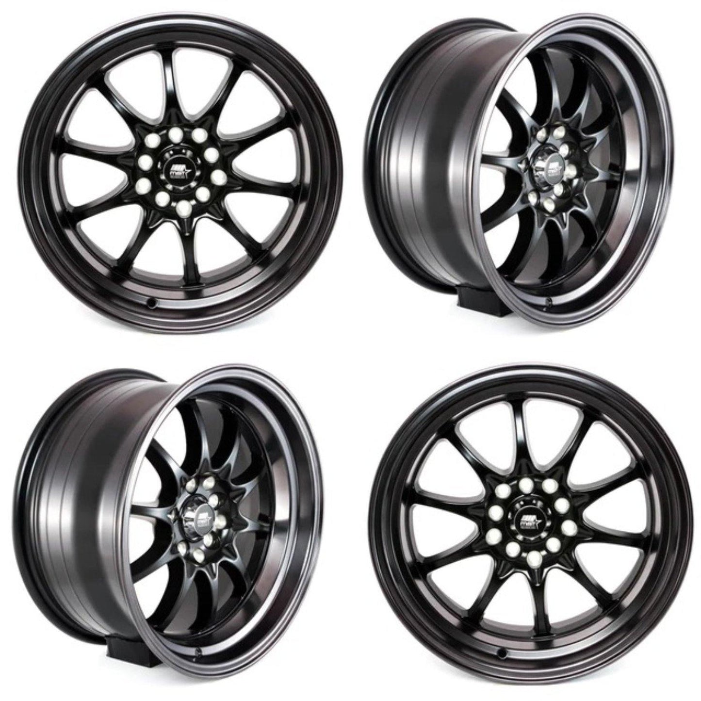MST MT11 5x100/5x114.3 16x8.0 15 73.1 Matte Black w/Matte Black Lip (Set of 4) - alphasone