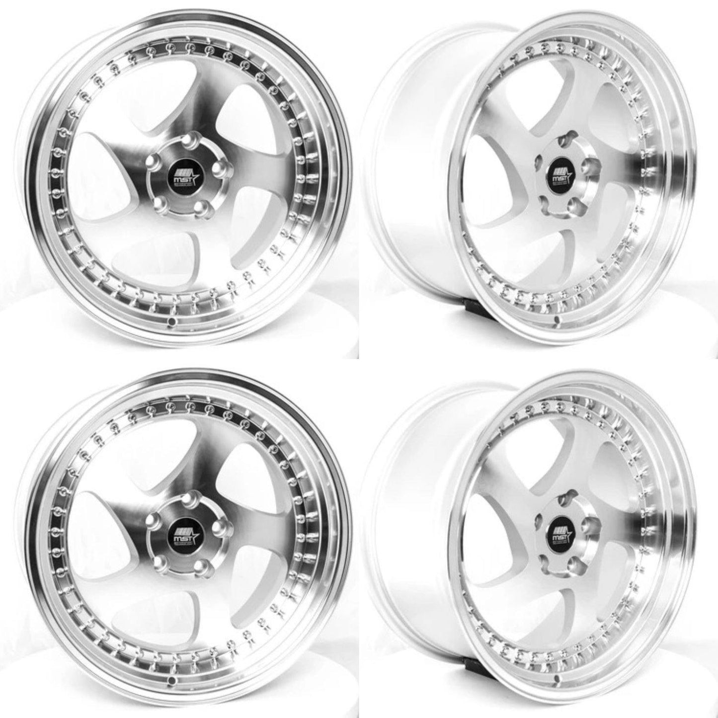 MST MT15 5x114.3 18x9.5 35 73.1 Silver w/Machined Face (Set of 4) - alphasone