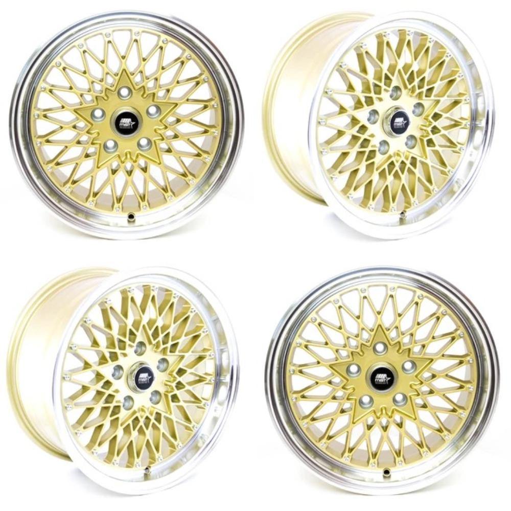 MST MT16 5x114.3 17x9.0 20 73.1 Gold w/Machined Lip (Set of 4) - alphasone