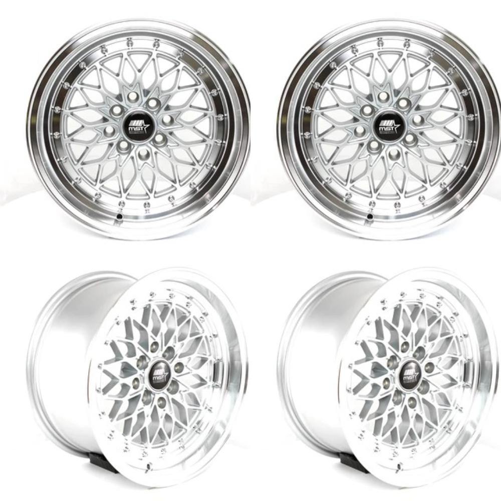 MST MT36 4X100/4X114.3 15x8.0 20 73.1 Silver w/Machined Lip (SET OF 4) - alphasone