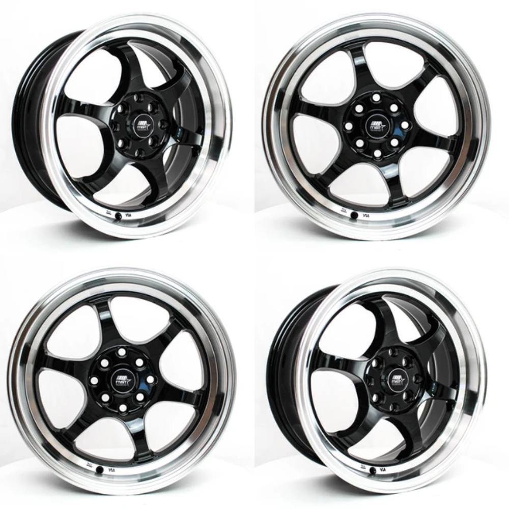 MST MT39 4X100/114.3 16X7.0 30 73.1 Black W/machine Lip ( SET OF 4 WHEELS ) - alphasone