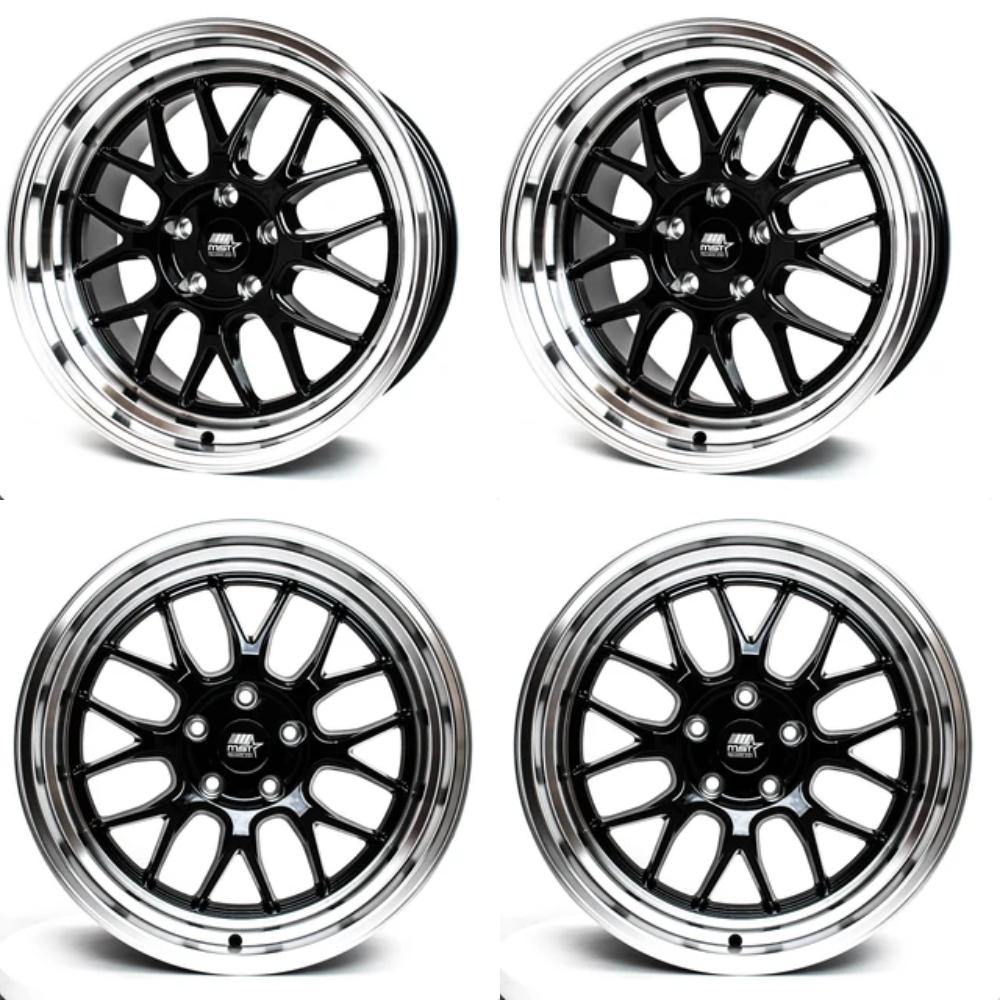MST MT43 5x114.3 17x9.0 30 73.1 Black W/machine Lip (Set of 4) - alphasone