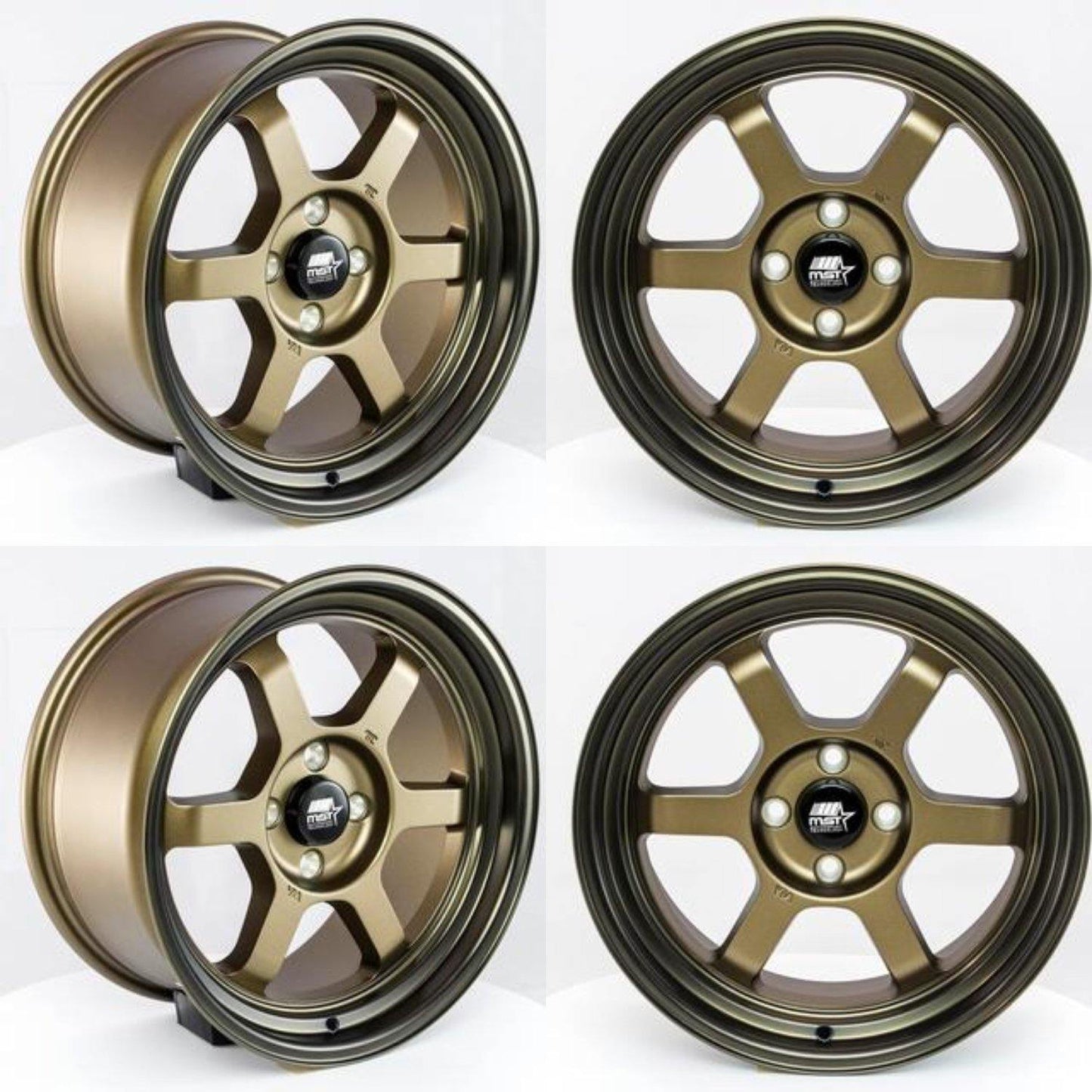 MST Time Attack 17x9.0 5x114.3 20 73.1 Matte Bronze w/Bronze Machined Lip (SET OF 4) - alphasone