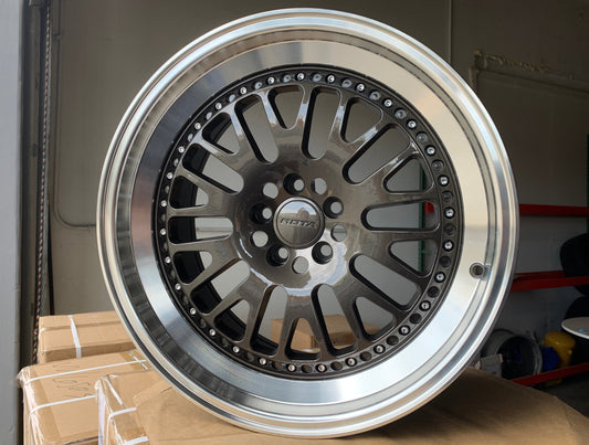 ON SELL - NEW SET OF 4 - ROTA FLUSH 18X9.5 5X100 +38 73.1 GUN METAL MACHINED LIP FITS TC BRZ GT86 FOR SUBARU WRX BRZ SCION FRS - alphasone