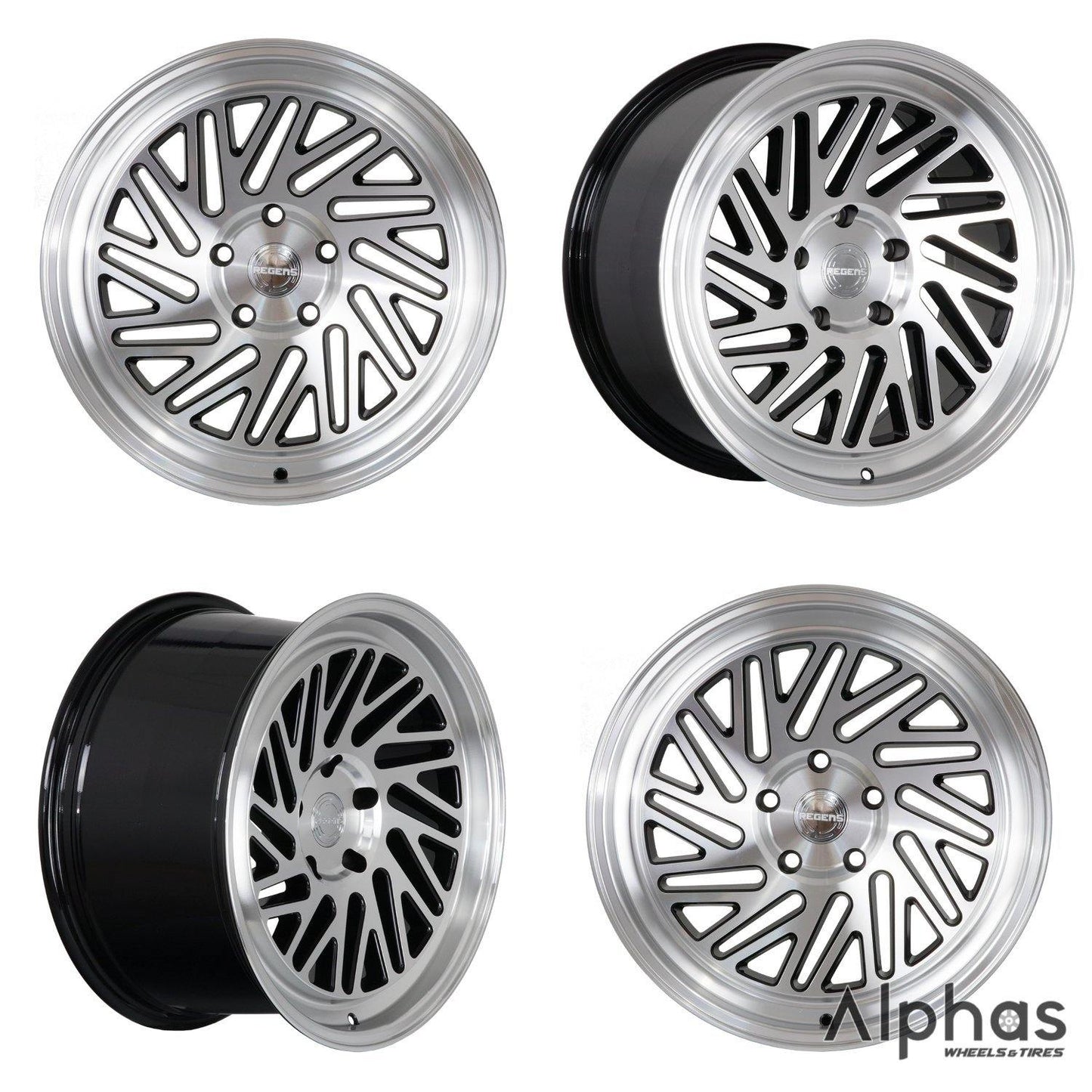 Regen5 R30 18x9.5 5x100 35ET Machine Black (Set of 4 Wheels) - alphasone