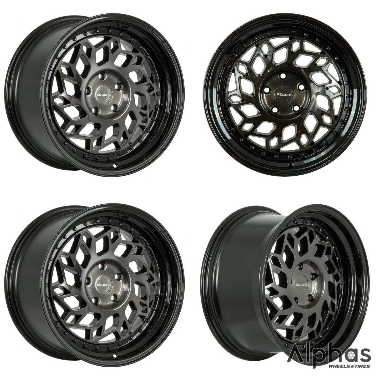 Regen5 R32 18x8.5 5x120 36ET Smoked Carbon/Polish Lip (Set of 4 Wheels) - alphasone