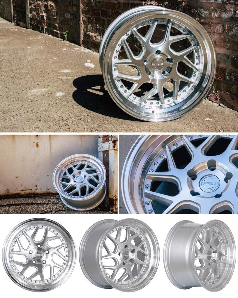 Regen5 R33 18x9.5 5x114.3 38ET Machine Silver/Polish Lip (Set of 4 Wheels) - alphasone