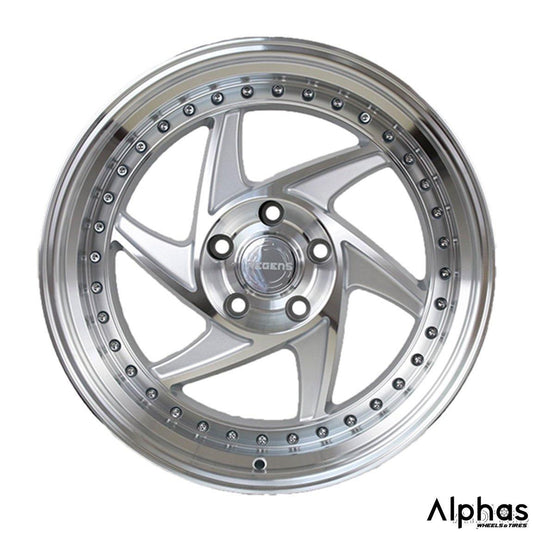 Regen5 R34 18x8.5 5x114 38ET Machine Silver/ Polish Lip (Set of 4 Wheels) - alphasone
