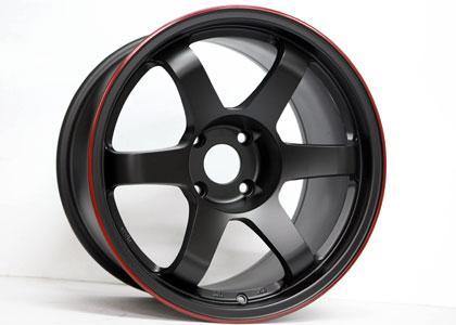 ROTA GRID 17x9.5 4X114.3 12 73 FLAT BLACK WITH RED LINE - alphasone