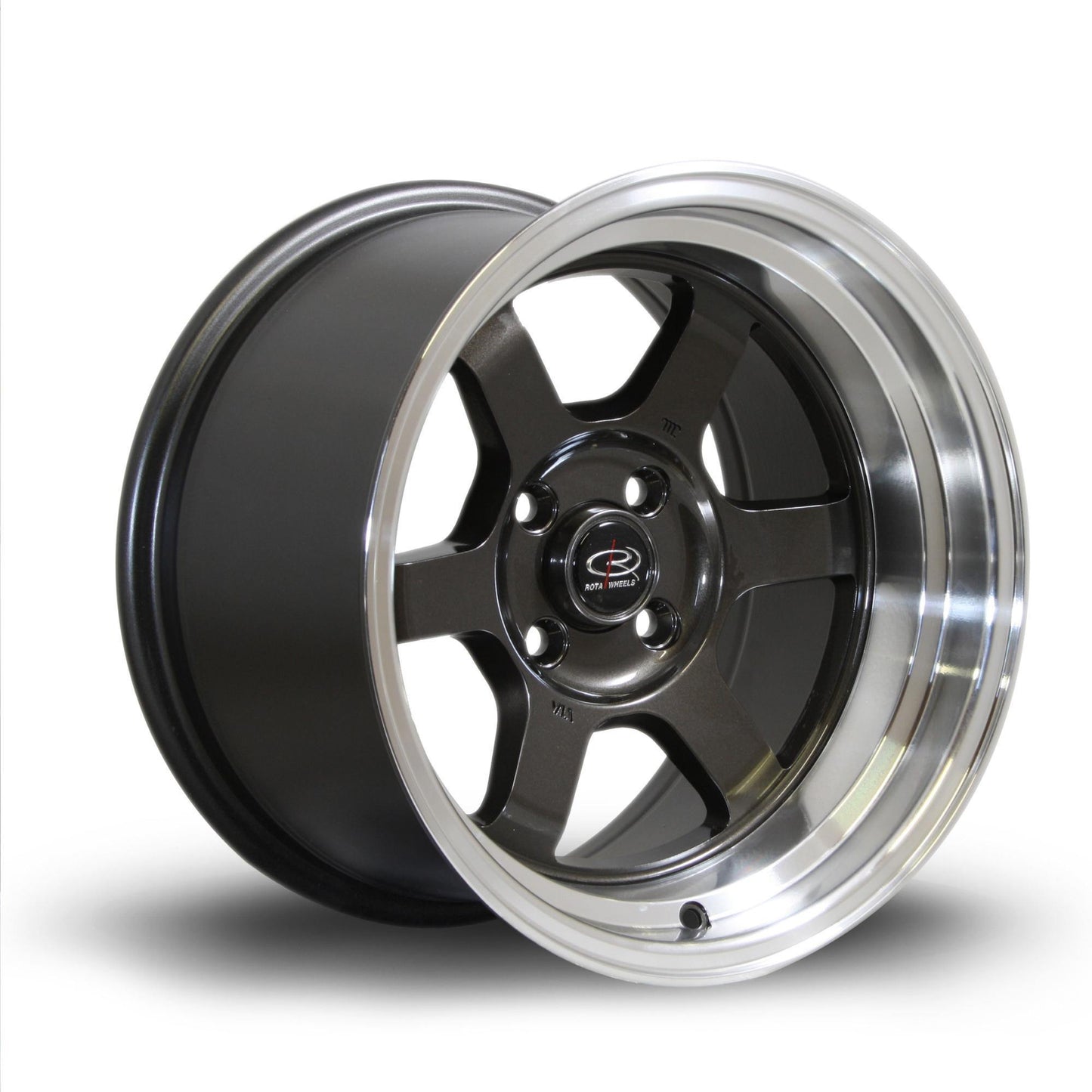ROTA GRID-V 15x8 4X114.3 0 73 GUNMETAL WITH POLISH LIP - alphasone