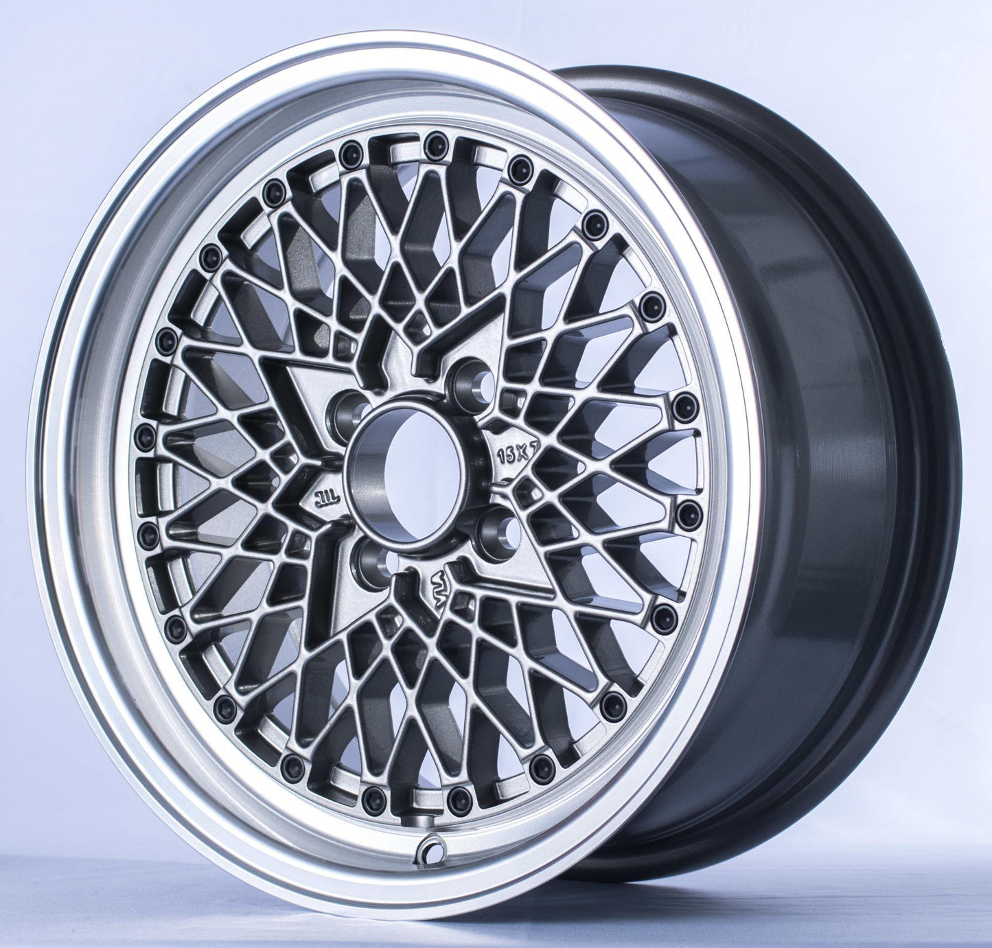 ROTA OS MESH 15x7 4X100 35 67.1 STEEL GREY WITH POLISH LIP - alphasone