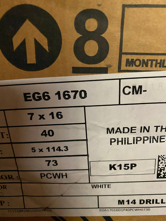 SELL - NEW SET OF 4 - ROTA EG6 16X7 5X114.3 +40 73.1 WHITE FITS 5X4.5 MIATA CIVIC RSX ACCORD WRX Flush FITMENT - alphasone