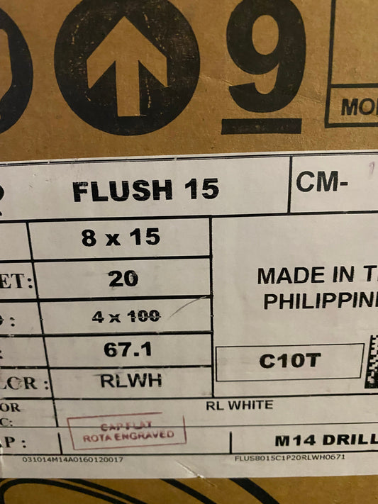 SELL - NEW SET OF 4 - ROTA FLUSH 15X8 4X100 +20 67.1 WHITE MACHINED LIP BLACK MIATA 240SX EG6 DC2 CIVIC Integra Flush FITMENT - alphasone