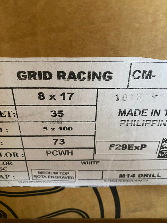 SELL - NEW SET OF 4 - ROTA GRID 17X8 5X100 +35 73.1 WHITE FITS BRZ GT86 SCION TC WRX - alphasone