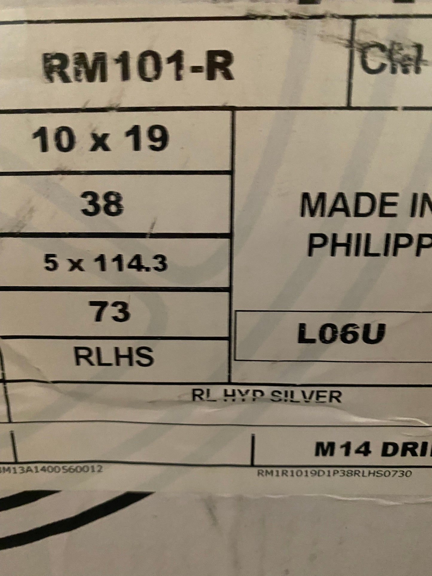 SELL - NEW SET OF 4 - ROTA RM101 19X10 5X114.3 +38 73.1 SILVER MACHINED LIP FITS 240SX 350Z 370Z Mustang 5X4.5 Widebody Aggressive - alphasone