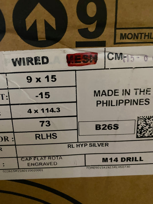 SELL - NEW SET OF 4 - ROTA WIRED 15X9 4X114.3 -15 73.1 SILVER MACHINED LIP FITS AE86 240SX 280Z 240Z 4X4.5 aggressive - alphasone