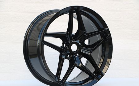 SET OF 4 / W599 D1584 Gloss Black 19x9.5 ET50 5x120.7 CB70.3 - alphasone