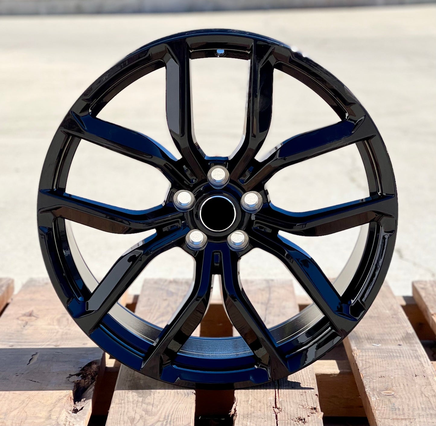 set of 4 wheels LR3 22X10 5X120 +45 72.6 FULL GLOSS BLACK RIMS FITS 22" Range Rover Land Rover HSE Sport - alphasone