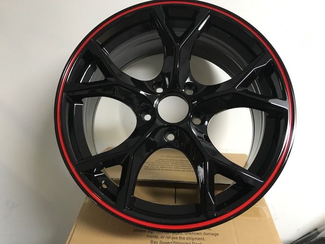 SET OF 4 WHEELS RIMS / W313 Black With Red Lip 17x7.5 Et 42 5x114.3 CB73.1 - alphasone