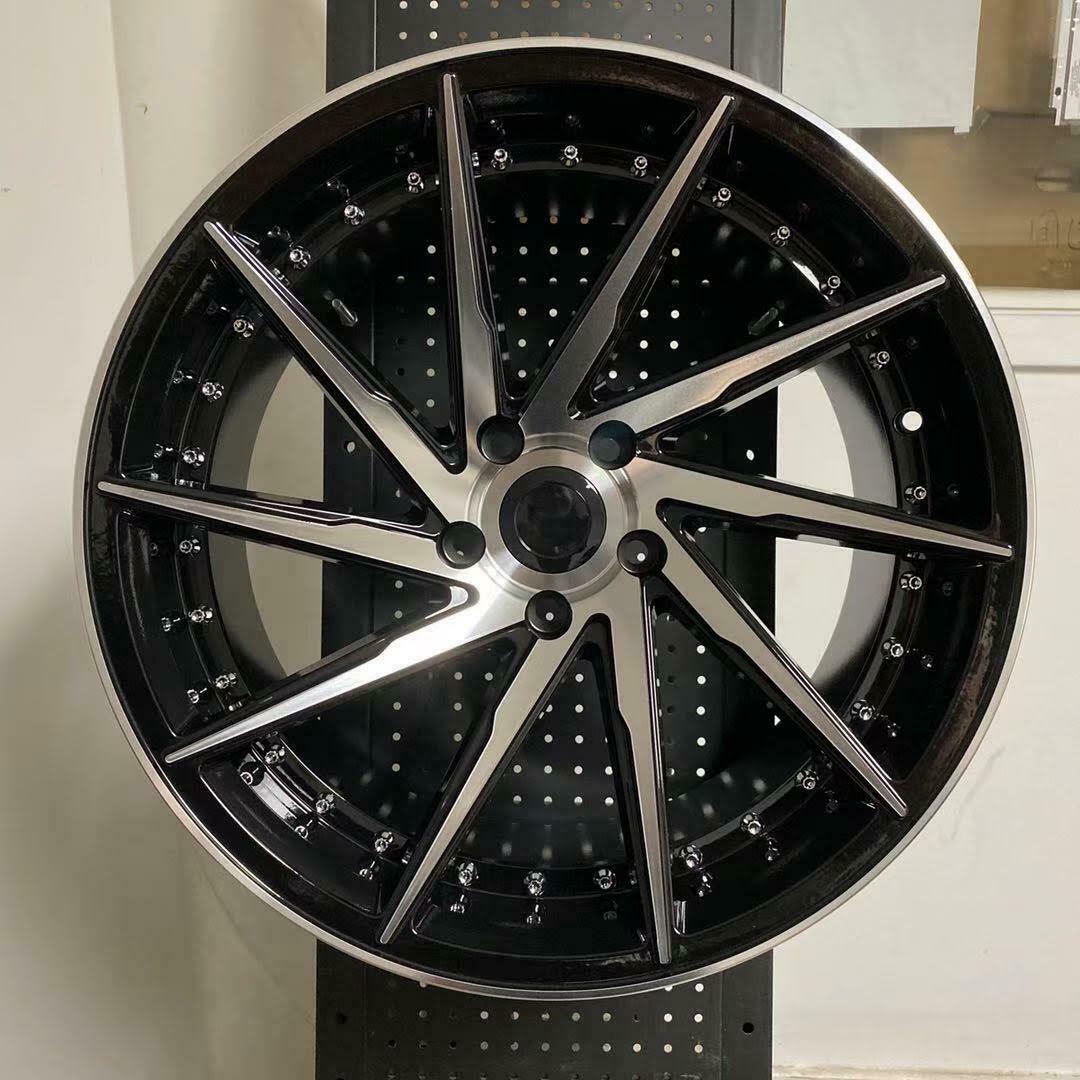 SET OF 4 WHEELS RIMS / W511 1284 Black Machined Face Gold Rivert 17x8.5 4x100/114.3 CB73.1 - alphasone