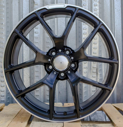 19X9.5 +38 5X112 MATT BLACK MACHINED TIP WHEELS FIT MERCEDES C350 E320 C300 CLA250 E350 - alphasone