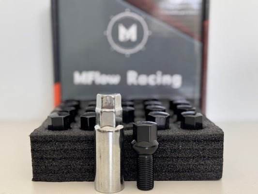 MFLOW Lug Bolt 14X1.5 T28MM L54MM HEX 17MM Ball Seat 20+KEY - Black