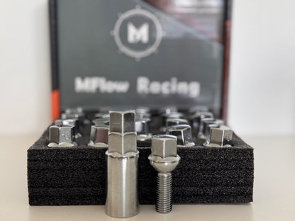 MFLOW Lug Bolt 12X1.5 T28MM L54MM HEX 17MM Ball Seat 20+KEY Chrome
