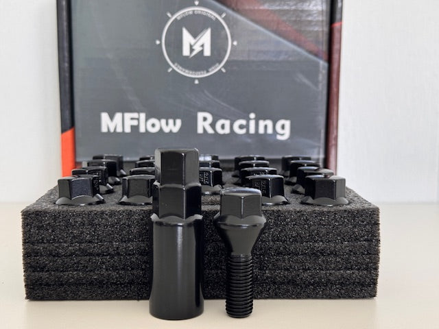 MFLOW Lug Bolt 12X1.5 T28MM L54MM HEX 17MM Conical Seat 20+KEY - Black